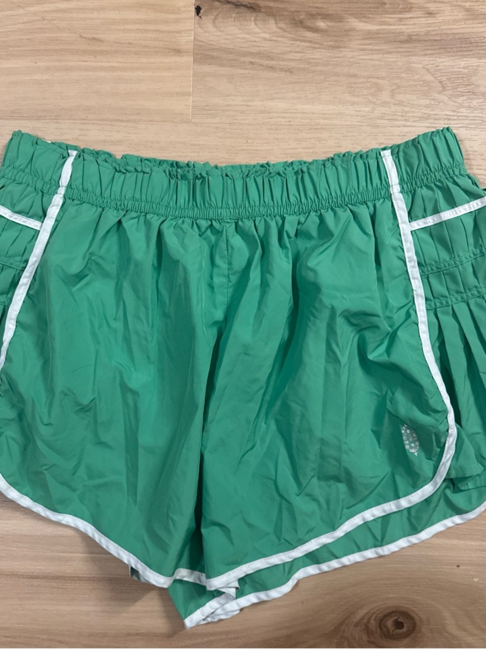 Free People Green Athletic Shorts with White Trim